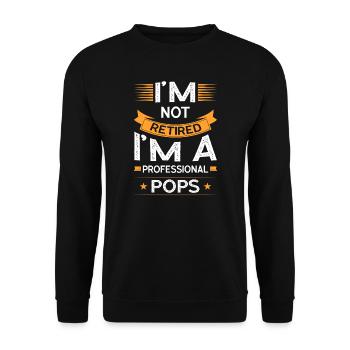 Pops Retirement Pop-Pop Gift - Unisex Sweatshirt - black - Front - Alina (178cm) & Michal (187cm)