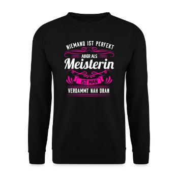 Meisterin Meister Friseur Geschenk - Unisex Pullover - Schwarz - Vorne - Alina (178cm) & Michal (187cm)