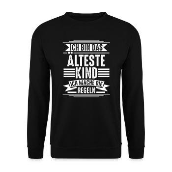 Ich bin das älteste Geschenk - Unisex Pullover - Schwarz - Vorne - Alina (178cm) & Michal (187cm)