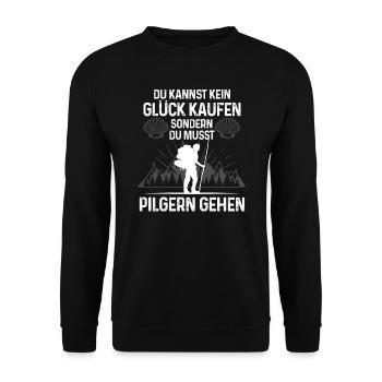 Pilgern Pilgerer Jakobsweg Geschenk - Unisex Pullover - Schwarz - Vorne - Alina (178cm) & Michal (187cm)