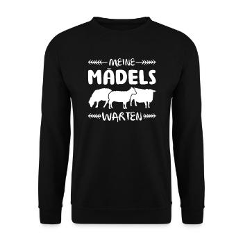 Schaf Schafe Bäuerin Geschenk - Unisex Pullover - Schwarz - Vorne - Alina (178cm) & Michal (187cm)