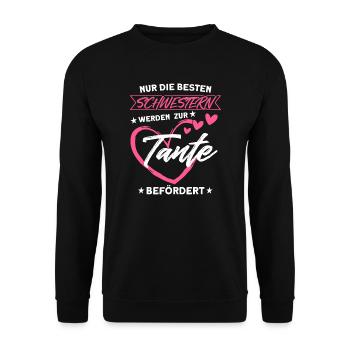 Tante Schwester Geschwister Geschenk - Unisex Pullover - Schwarz - Vorne - Alina (178cm) & Michal (187cm)