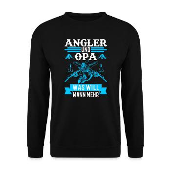 Angler Opa Fischer Angler Geschenk - Unisex Pullover - Schwarz - Vorne - Alina (178cm) & Michal (187cm)