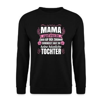 Mama Tochter Muttertag Geschenk - Unisex Pullover - Schwarz - Vorne - Alina (178cm) & Michal (187cm)