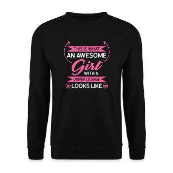 Permis de conduire fille Examen de permis de conduire cadeau - Sweat-shirt Unisexe - noir - Devant - Alina (178cm) & Michal (187cm)