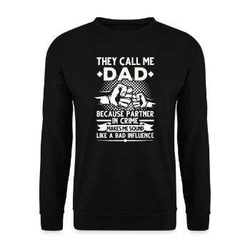Papa Papa Papa Geschenk - Unisex Pullover - Schwarz - Vorne - Alina (178cm) & Michal (187cm)
