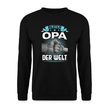 Opa Großvater Enkelkind Geschenk - Unisex Pullover - Schwarz - Vorne - Alina (178cm) & Michal (187cm)