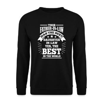 Schwiegervater & Schwiegertochter - Unisex Pullover - Schwarz - Vorne - Alina (178cm) & Michal (187cm)
