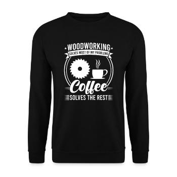Woodworking & Coffee-Zimmerer Woodworking - Unisex Sweatshirt - black - Front - Alina (178cm) & Michal (187cm)