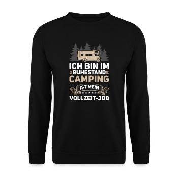 Ruhestand Camper Camping Geschenk - Unisex Pullover - Schwarz - Vorne - Alina (178cm) & Michal (187cm)