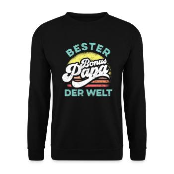 Bester Bonus Papa der Welt Vintage Stiefvater - Unisex Pullover - Schwarz - Vorne - Alina (178cm) & Michal (187cm)