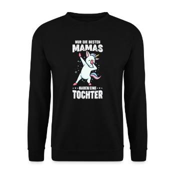 Mama Tochter Partnerlook Geschenk - Unisex Pullover - Schwarz - Vorne - Alina (178cm) & Michal (187cm)