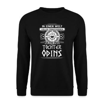 Schildmaid Nordisch Tochter Odins Geschenk - Unisex Pullover - Schwarz - Vorne - Alina (178cm) & Michal (187cm)