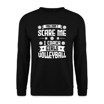 Frauen Volleyball Trainer Geschenk - Unisex Pullover - Schwarz - Vorne - Alina (178cm) & Michal (187cm)