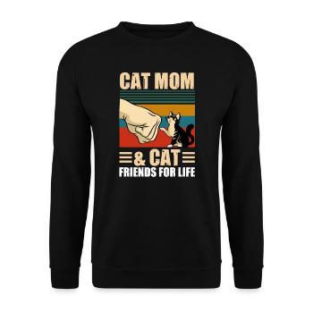 Katze Mom & Cat Lover Katze Mom Geschenk - Unisex Pullover - Schwarz - Vorne - Alina (178cm) & Michal (187cm)