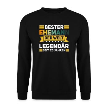 20. Hochzeitstag 20 Jahre Ehe Porzellanhochzeit - Unisex Pullover - Schwarz - Vorne - Alina (178cm) & Michal (187cm)