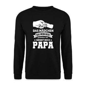 Vater Tochter Vatertag Geschenk - Unisex Pullover - Schwarz - Vorne - Alina (178cm) & Michal (187cm)