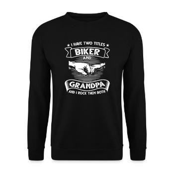 Motorradfahrer und Opa Motorrad Biker & Opa - Unisex Pullover - Schwarz - Vorne - Alina (178cm) & Michal (187cm)