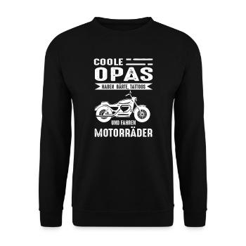 Opa Motorrad Bart Grandpa Motorrad Geschenk - Unisex Pullover - Schwarz - Vorne - Alina (178cm) & Michal (187cm)