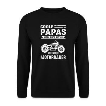 Dad Motorrad Bart Papa Motorrad Geschenk - Unisex Pullover - Schwarz - Vorne - Alina (178cm) & Michal (187cm)