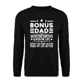 Stepfather Stepfather Bonus Dad Gift - Unisex Sweatshirt - black - Front - Alina (178cm) & Michal (187cm)
