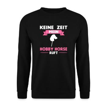 Hobby Horsing Hobby Horse Steckpferd Geschenk - Unisex Pullover - Schwarz - Vorne - Alina (178cm) & Michal (187cm)