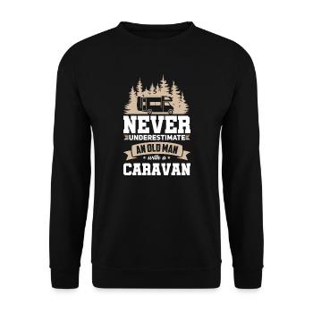 Caravan Old Man Caravan Camping Gift - Unisex Sweatshirt - black - Front - Alina (178cm) & Michal (187cm)