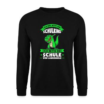 Schulkind Schulanfänger Schultüte Einschulung - Unisex Pullover - Schwarz - Vorne - Alina (178cm) & Michal (187cm)