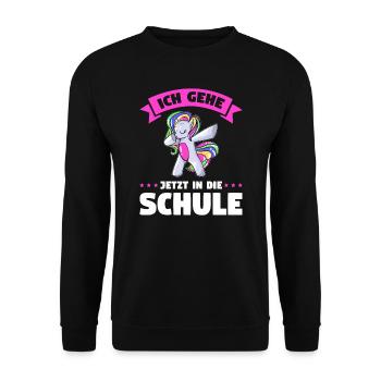 Schulkind Schulanfang Schulanfänger Schultüte - Unisex Pullover - Schwarz - Vorne - Alina (178cm) & Michal (187cm)
