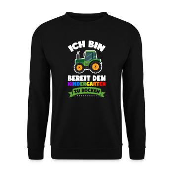 Kindergartenkind Einhorn Kindergarten Geschenk - Unisex Pullover - Schwarz - Vorne - Alina (178cm) & Michal (187cm)