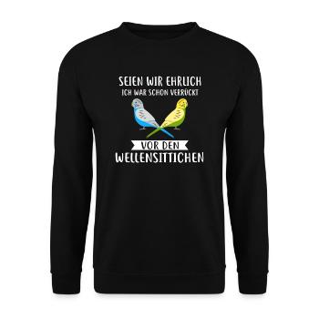 Perruche ondulée perlée ondulée - Sweat-shirt Unisexe - noir - Devant - Alina (178cm) & Michal (187cm)