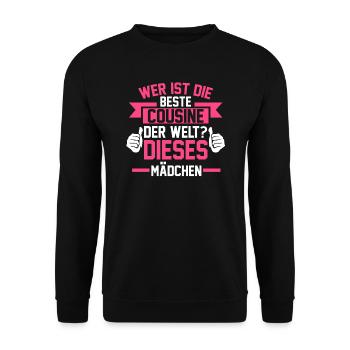 Cousine Cousin Cousinen Geschenk - Unisex Pullover - Schwarz - Vorne - Alina (178cm) & Michal (187cm)