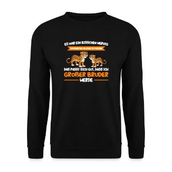 Großer Bruder Brüder Tiger Geschenk - Unisex Pullover - Schwarz - Vorne - Alina (178cm) & Michal (187cm)