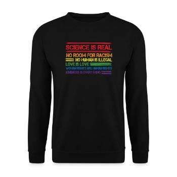 Science is Real LGBT Gay Pride LGBTQ Geschenk - Unisex Pullover - Schwarz - Vorne - Alina (178cm) & Michal (187cm)