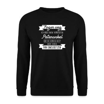 Patenonkel Taufpate Patenkind Geschenk - Unisex Pullover - Schwarz - Vorne - Alina (178cm) & Michal (187cm)