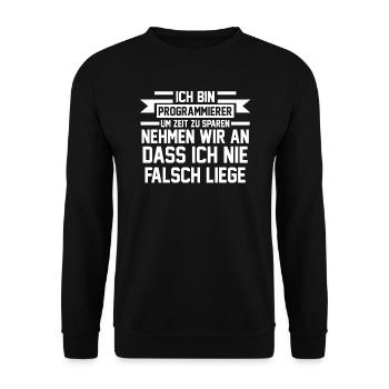 Programmierer Programmierung Informatiker - Unisex Pullover - Schwarz - Vorne - Alina (178cm) & Michal (187cm)