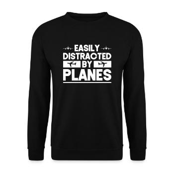 Flugzeuge Flugzeug Pilot Geschenk - Unisex Pullover - Schwarz - Vorne - Alina (178cm) & Michal (187cm)