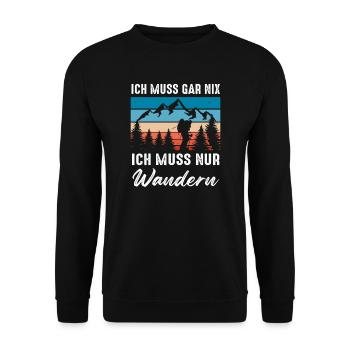 Wandern Bergsteigen Wander Geschenk - Unisex Pullover - Schwarz - Vorne - Alina (178cm) & Michal (187cm)
