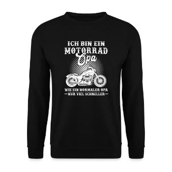 Motorrad Opa Motorradfahrer Geschenk - Unisex Pullover - Schwarz - Vorne - Alina (178cm) & Michal (187cm)