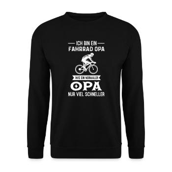 Fahrrad Opa Fahrräder Geschenk - Unisex Pullover - Schwarz - Vorne - Alina (178cm) & Michal (187cm)