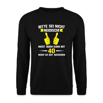 40. Geburtstag Mann 40 Jahre Frau Geschenk - Unisex Pullover - Schwarz - Vorne - Alina (178cm) & Michal (187cm)