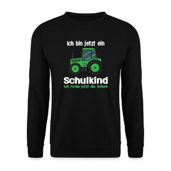 Einschulung Traktor Gaming Geschenk - Unisex Pullover - Schwarz - Vorne - Alina (178cm) & Michal (187cm)