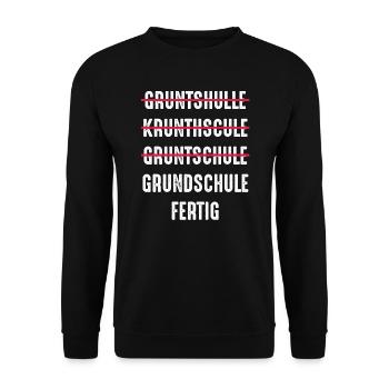 Grundschule Grundschulabschluss Abschluss Geschenk - Unisex Pullover - Schwarz - Vorne - Alina (178cm) & Michal (187cm)