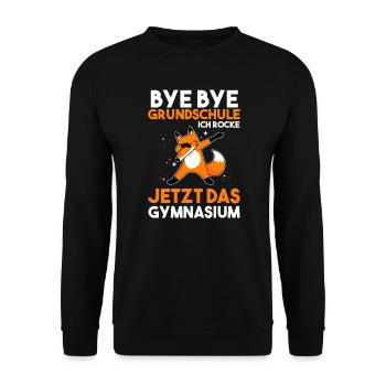 Gymnasium Schulanfang 5.Klasse Geschenk - Unisex Pullover - Schwarz - Vorne - Alina (178cm) & Michal (187cm)
