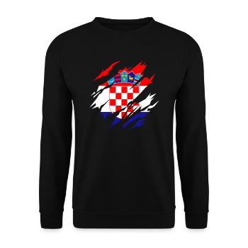 Kroatische Flagge Kroatien Kroatisches Geschenk - Unisex Pullover - Schwarz - Vorne - Alina (178cm) & Michal (187cm)