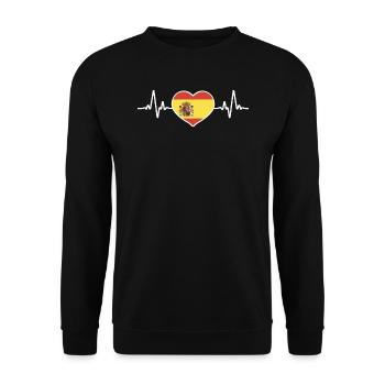Spanische Flagge Heartbeat Spanien Spanische - Unisex Pullover - Schwarz - Vorne - Alina (178cm) & Michal (187cm)