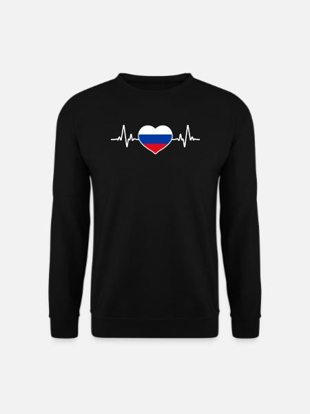 Russland-Flagge Heartbeat Russland Russische - Unisex Pullover - Schwarz