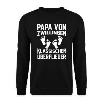 Papa von Zwillingen Zwillinge Papa Geschenk - Unisex Pullover - Schwarz - Vorne - Alina (178cm) & Michal (187cm)