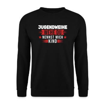Jugendweihe Konfirmation Jugend Geschenk - Unisex Pullover - Schwarz - Vorne - Alina (178cm) & Michal (187cm)