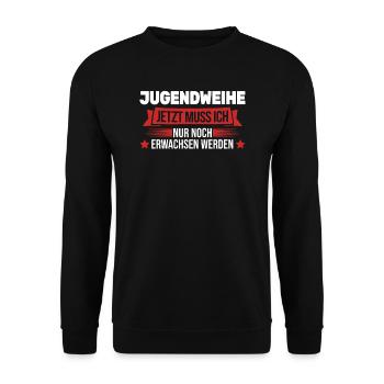 Jugendweihe Konfirmation Erwachsen Geschenk - Unisex Pullover - Schwarz - Vorne - Alina (178cm) & Michal (187cm)